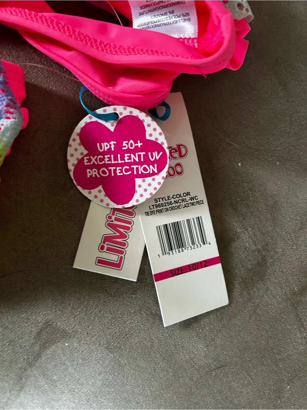 Limited Too Neon Pink Girls Swim Top with Crochet Detail
